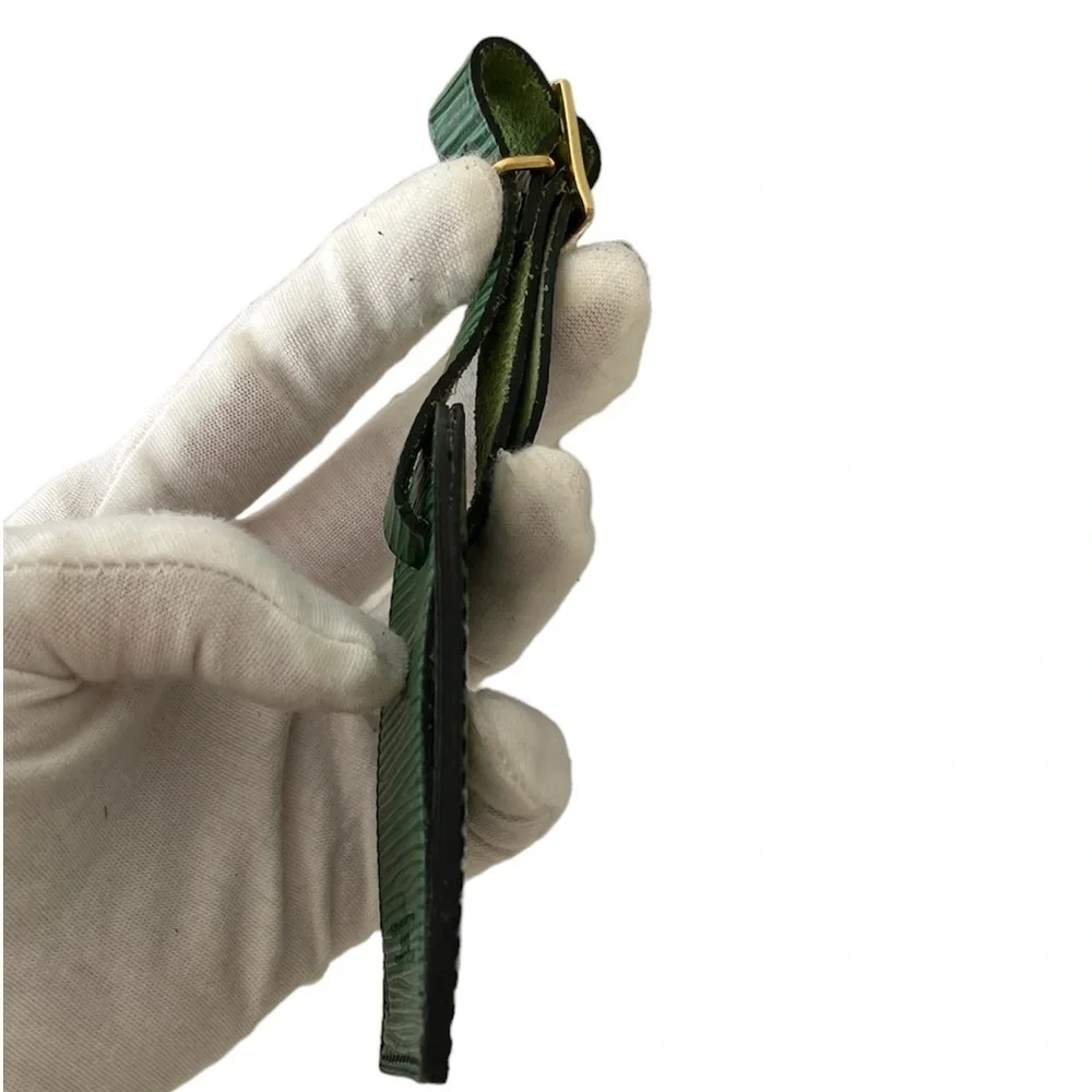 Rare Louis Vuitton Borneo Green Epi Leather Luggage Tag with Poignet France